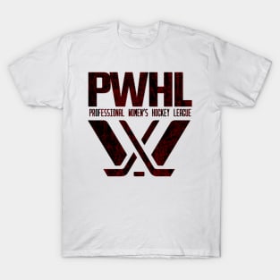 Distressed red black pwhl logo T-Shirt